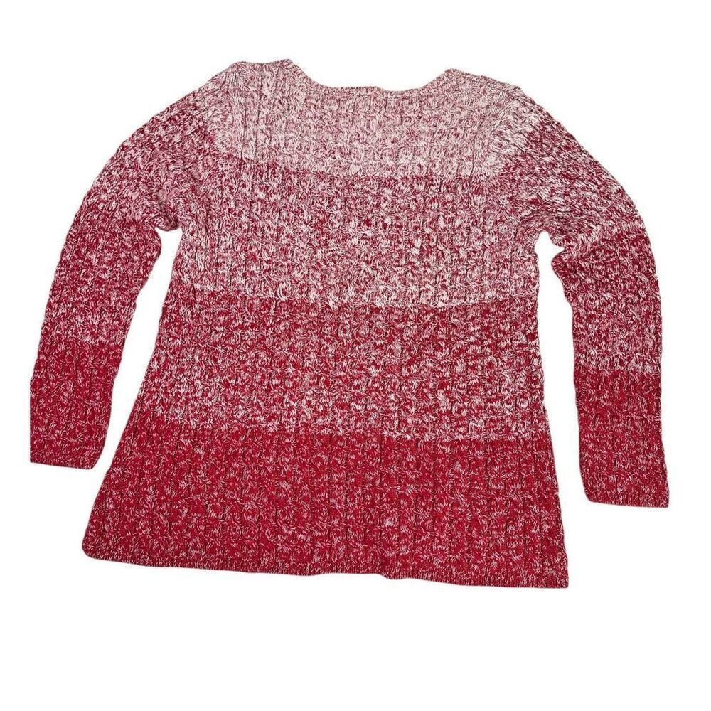 Talbots XL Red Ombre Colorblock Sweater Cotton Pullover - Picture 2 of 5